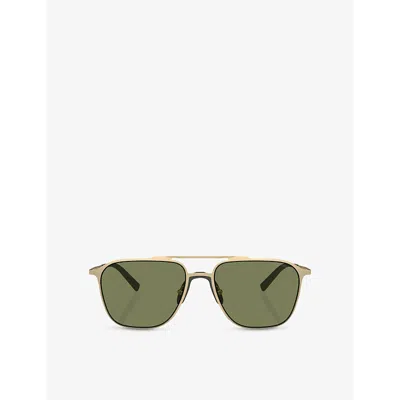 Giorgio Armani Womens Ar6110 Metal Square-frame Sunglasses Black In Gold