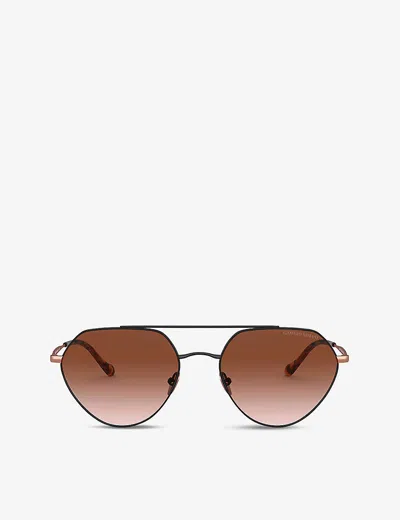 Giorgio Armani Ar6111 Round-frame Acetate Sunglasses In Black