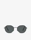 Giorgio Armani Ar6112j Rectangular-frame Acetate And Metal Sunglasses In Black