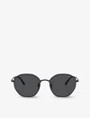 Giorgio Armani Womens Black Ar6150 Branded Round-frame Metal Sunglasses In Black