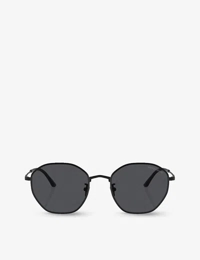 Giorgio Armani Womens Black Ar6150 Branded Round-frame Metal Sunglasses