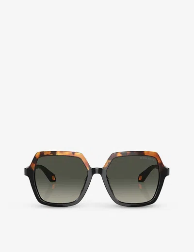 Giorgio Armani Gradient-lens Oversize-frame Sunglasses In Brown