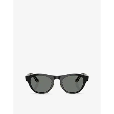 Giorgio Armani Womens Ar8225 Oval-frame Acetate Sunglasses Black