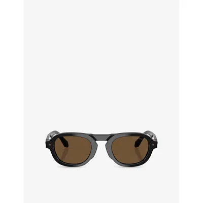Giorgio Armani Womens Black Ar8244 Pillow-frame Acetate Sunglasses