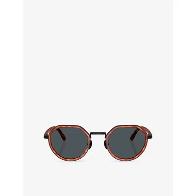 Giorgio Armani Womens Brown Ar6181 Round-frame Acetate And Metal Sunglasses