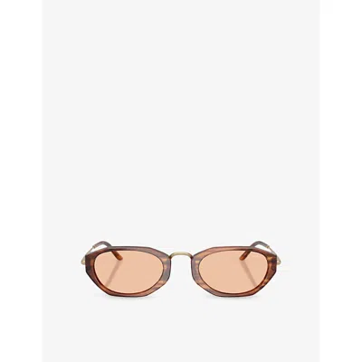 Giorgio Armani Womens Brown Ar8242 Oval-frame Acetate Sunglasses