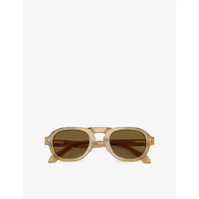 Giorgio Armani Womens Brown Ar8244 Pillow-frame Tortoiseshell Acetate Sunglasses
