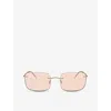 Giorgio Armani Womens Gold Ar1512m Pillow-frame Metal Sunglasses In Gold