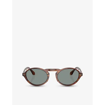 Giorgio Armani Womens Ar8219u Oval-shape Acetate Sunglasses Brown