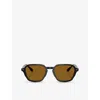 Giorgio Armani Womens Ar8220 Square-shape Acetate Sunglasses Black In Black