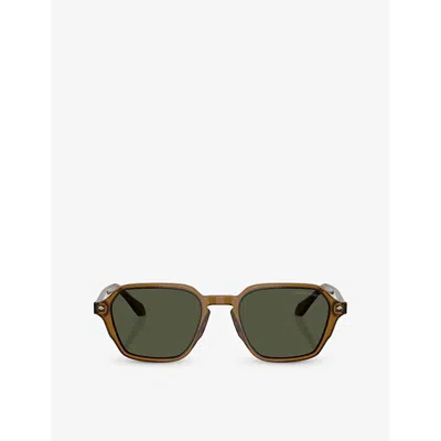 Giorgio Armani Womens Ar8220 Square-shape Acetate Sunglasses Green