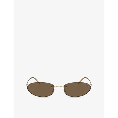 Giorgio Armani Womens Gold Ar1508m Oval-frame Metal Sunglasses