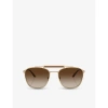 Giorgio Armani Womens Gold Ar6149 Square-frame Metal Sunglasses In Gold