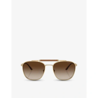 Giorgio Armani Womens Gold Ar6149 Square-frame Metal Sunglasses