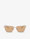 Giorgio Armani Womens Gold Ar6153 Rectangle-frame Metal Sunglasses In Gold
