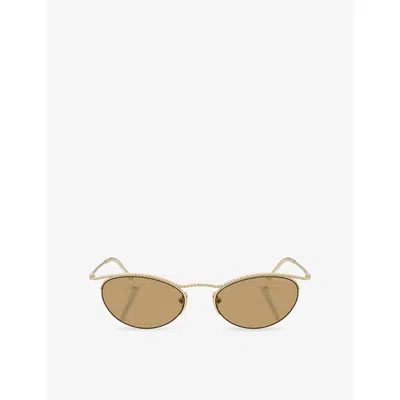 Giorgio Armani Womens Gold Ar6175 Butterfly-frame Metal Sunglasses In Pattern