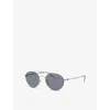 Giorgio Armani Womens Grey Ar6169 Pilot-frame Metal Sunglasses