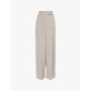 Giorgio Armani Washed Silk Pleated Wide-leg Trousers In Moon Rock