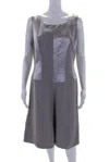 Giorgio Armani Womens Purple Silk Color Block Scoop Neck Shift Dress In Purple