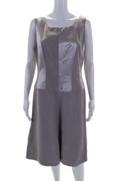 Giorgio Armani Womens Purple Silk Color Block Scoop Neck Shift Dress