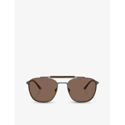 Giorgio Armani Womens Tan Ar6149 Square-frame Metal Sunglasses