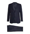 Giorgio Armani Wool Suit With Flap Pockets And Notch Lapel In Blue