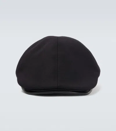 Giorgio Armani Wool And Cashmere-blend Flat Cap In Black