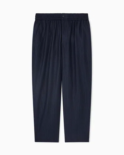 Giorgio Armani Wool And Cashmere Cloth Flat-front Trousers In Blue