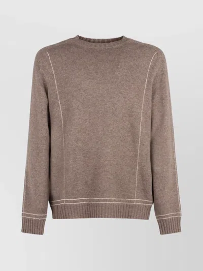 Giorgio Armani Wool And Cashmere Crew Neck Jumper In Beige