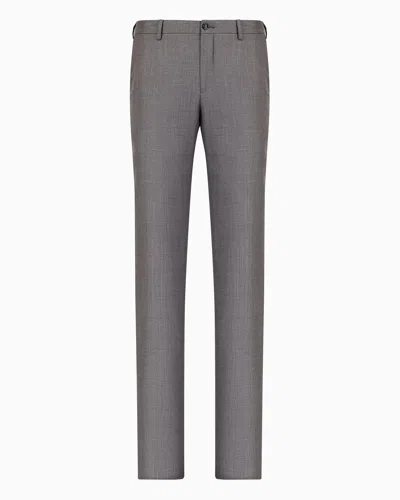 Giorgio Armani Official Store Wool And Cashmere Gabardine Trousers In Gray