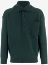 Giorgio Armani Wool And Cashmere Sweater With Ribbed Collar In Green
