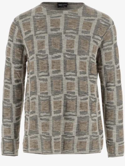 Giorgio Armani Wool And Linen Blend Pullover In Beige