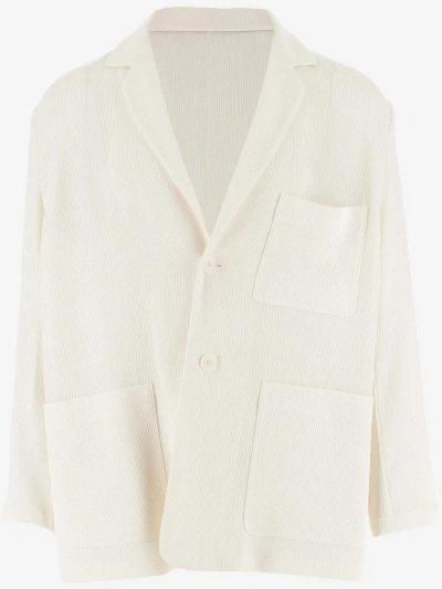 Giorgio Armani Wool And Viscose Blend Jacket In White