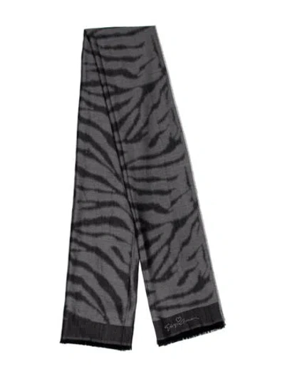 Pre-owned Giorgio Armani Wool Animal Print Scarf In Gray