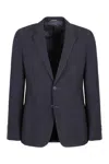 Giorgio Armani Wool Blend Blazer In Blue