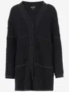 Giorgio Armani Wool Blend Cardigan In Black