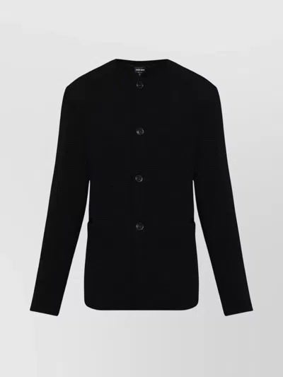 Giorgio Armani Wool Blend Single-breasted Jacket In Black