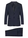 Giorgio Armani Wool Suit With Flap Pockets And Notch Lapel In Blue