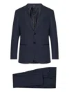 Giorgio Armani Wool Suit With Flap Pockets And Notch Lapel In Blue
