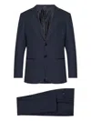 Giorgio Armani Wool Suit With Flap Pockets And Notch Lapel In Blue