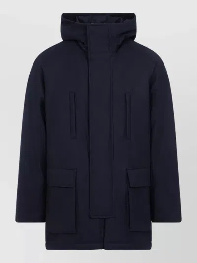 Giorgio Armani Wool Caban Jacket In Blue