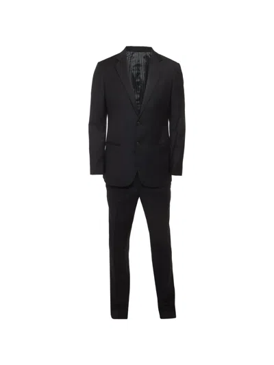 Pre-owned Giorgio Armani Wool Checked Single-breasted Suit In Blue