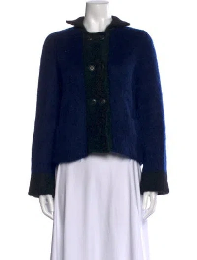 Pre-owned Giorgio Armani Wool Colorblock Pattern Sweater In Blue