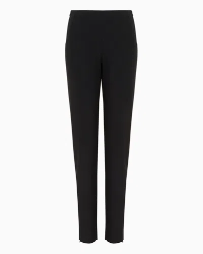 Giorgio Armani Wool Crepe Pants In Black