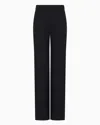 Giorgio Armani Official Store Wool Crepe Trousers In Navy Blue