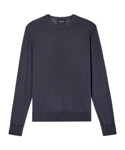 Giorgio Armani Wool Crew-neck Sweater In Blue