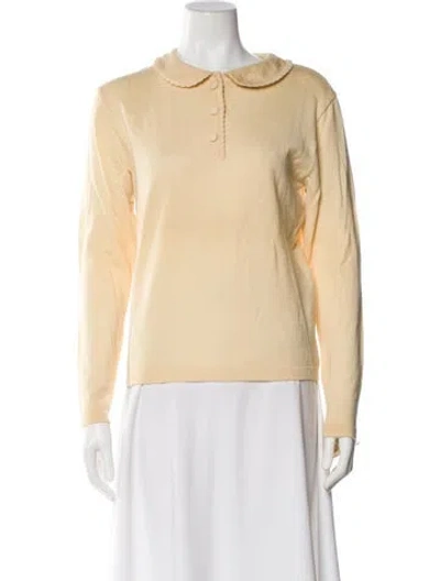 Pre-owned Giorgio Armani Wool Crew Neck Sweater In Yellow
