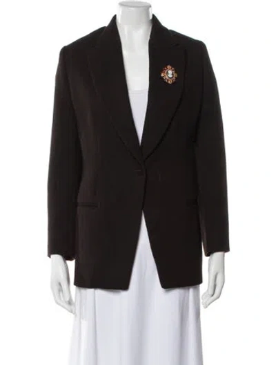 Pre-owned Giorgio Armani Wool Crystal Embellishments Pantsuit In Brown