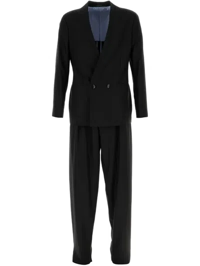 Giorgio Armani Suit Wool Double-breasted Design In Black