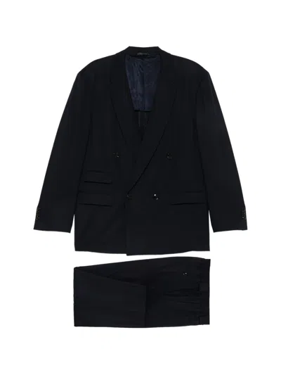 Giorgio Armani Wool Double Breasted Suit In Navy